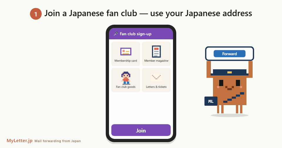 Join a Japanese fan club from overseas with MyLetter.jp: join, we receive, bundle and forward